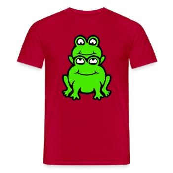 Frosch Kind Familie Papa Mama Huckepack Vatertag - Männer T-Shirt - Rot - Vorne - AI Model Male 178 dark (178cm)