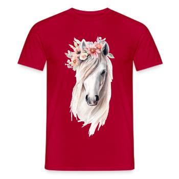 Pferd mit Blumen - Männer T-Shirt - Rot - Vorne - AI Model Male 178 dark (178cm)