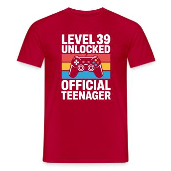 Niveau 39 Adolescent officiel débloqué - T-shirt homme - rouge - Devant - AI Model Male 178 dark (178cm)