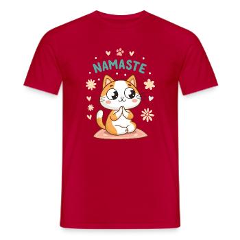 Namaste Pastel Kawaii Cat - Men's T-Shirt - red - Front - AI Model Male 178 dark (178cm)