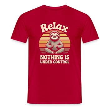 Entspann dich Faultier, Zen-Sonnenuntergang - Männer T-Shirt - Rot - Vorne - AI Model Male 178 dark (178cm)