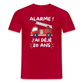 Camion Pompier 20 Ans Anniversaire - T-shirt homme - rouge - Devant - AI Model Male 178 dark (178cm)