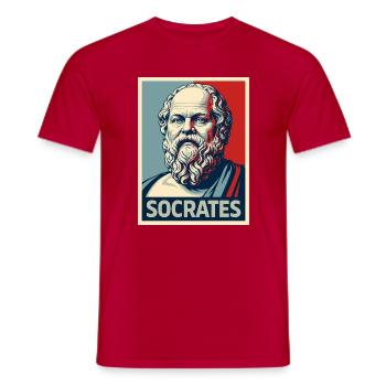 Portrait pop art de Socrate - T-shirt homme - rouge - Devant - AI Model Male 178 dark (178cm)