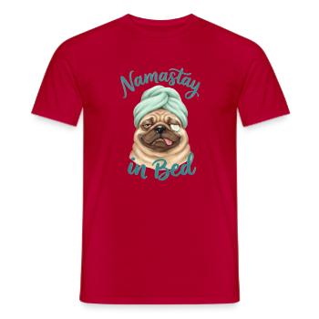 Namastay in Bed - Lazy Dog - Men's T-Shirt - red - Front - AI Model Male 178 dark (178cm)