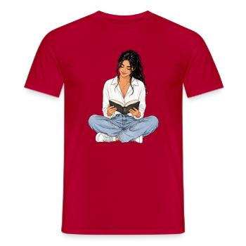 Reading is my time-out – Bücherliebe Booklover - Men's T-Shirt - red - Front - AI Model Male 178 dark (178cm)