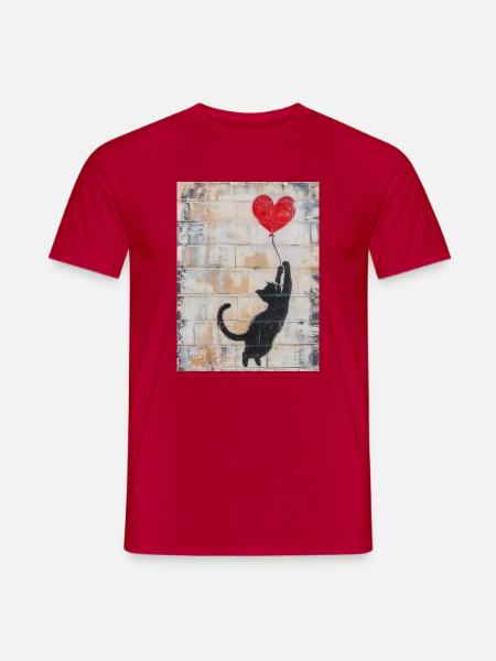 Banksy Cat - Männer T-Shirt - Rot