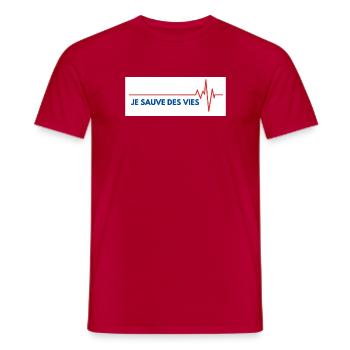 je sauve des vies - T-shirt homme - rouge - Devant - AI Model Male 178 dark (178cm)