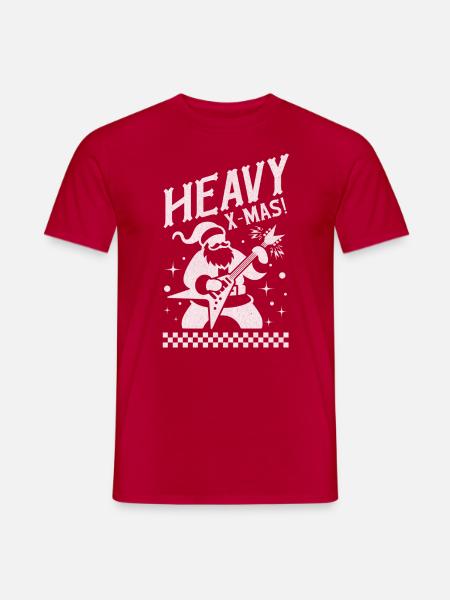 Heavy X-MAS - Heavy Metal Guitar Santa Claus - Men's T-Shirt - red