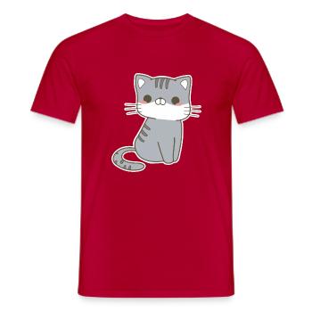 Kawaii Katze - Männer T-Shirt - Rot - Vorne - AI Model Male 178 dark (178cm)