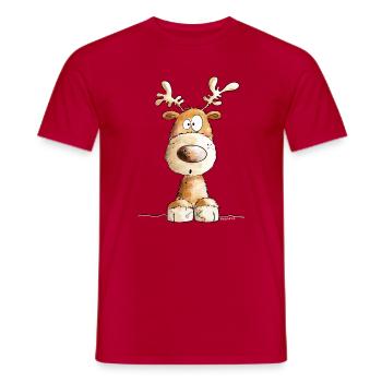 Petit Renne de Noël par MODARTIS - T-shirt homme - rouge - Devant - AI Model Male 178 dark (178cm)