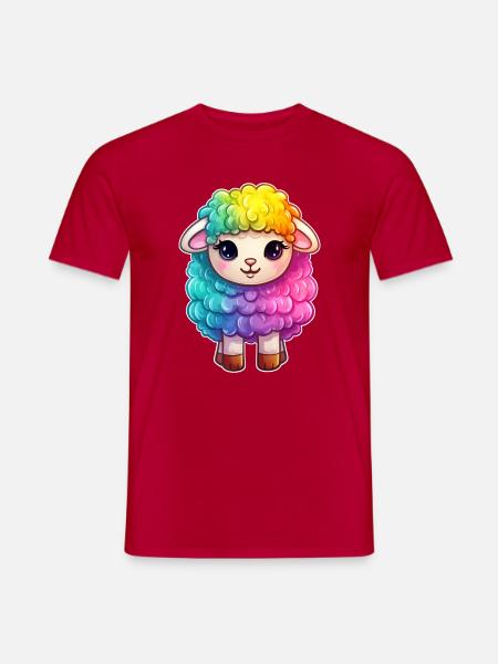 Buntes Schaf Regenbogen LGBTQ Tier Wolle Gender - Männer T-Shirt - Rot