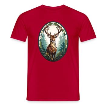 Hirsch - Männer T-Shirt - Rot - Vorne - AI Model Male 178 dark (178cm)