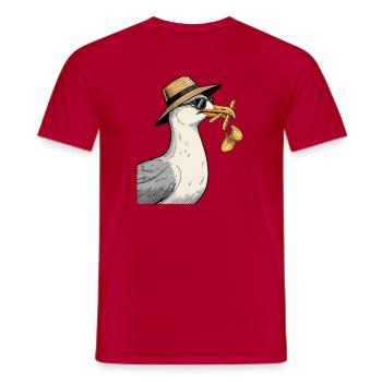 Lässige Möwe mit Sonnenhut und Sonnenbrille - Männer T-Shirt - Rot - Vorne - AI Model Male 178 dark (178cm)