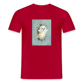 Adorable fantôme sortant du mur - T-shirt homme - rouge - Devant - AI Model Male 178 dark (178cm)
