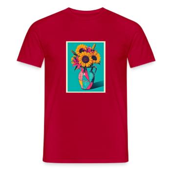 Vase à fleurs Pop Art - T-shirt homme - rouge - Devant - AI Model Male 178 dark (178cm)