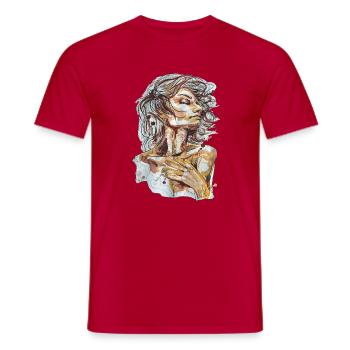 Air Illustration Aquarell carographic - Männer T-Shirt - Rot - Vorne - AI Model Male 178 dark (178cm)