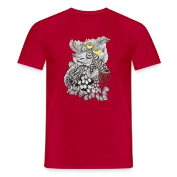 Ornamental Flower Black and White Pattern with Yellow - Men's T-Shirt - red - Front - AI Model Male 178 dark (178cm)
