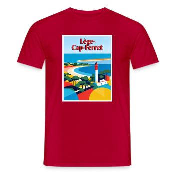 Lège Cap-Ferret Phare rétro - T-shirt homme - rouge - Devant - AI Model Male 178 dark (178cm)