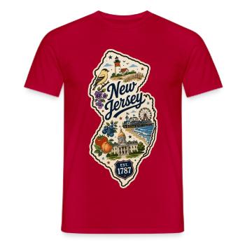 New Jersey Garden State Vintage Reiseaufkleber - Männer T-Shirt - Rot - Vorne - AI Model Male 178 dark (178cm)