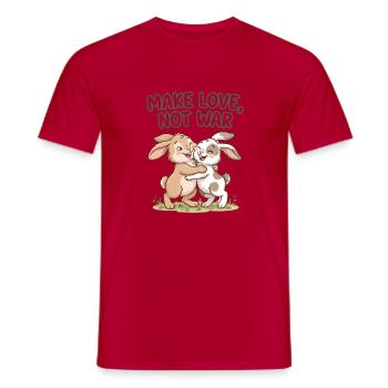 Make Love, Not War – Cute Bunny Hug - Men's T-Shirt - red - Front - AI Model Male 178 dark (178cm)