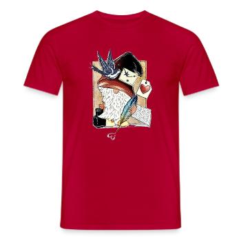 Nain de livre mignon au cœur de plume - T-shirt homme - rouge - Devant - AI Model Male 178 dark (178cm)
