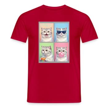 Katzen Perser Katze - Männer T-Shirt - Rot - Vorne - AI Model Male 178 dark (178cm)