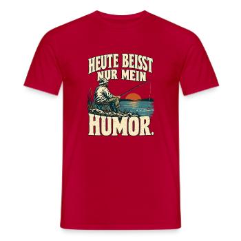Angeln – Heute beißt nur mein Humor - Männer T-Shirt - Rot - Vorne - AI Model Male 178 dark (178cm)