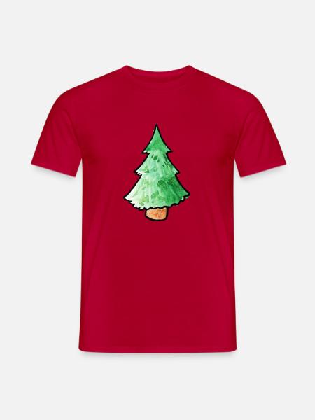 Aquarell-Kiefernbaum-Weihnachtstee - Männer T-Shirt - Rot
