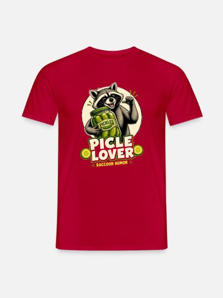 Waschbär Pickle-Lover Cartoon - Männer T-Shirt - Rot