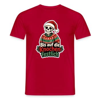 Bis auf die Knochen festlich Skelett Weihnachten - Männer T-Shirt - Rot - Vorne - AI Model Male 178 dark (178cm)