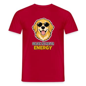 Golden Retriever Energy – Hund mit Sonnenbrille - Männer T-Shirt - Rot - Vorne - AI Model Male 178 dark (178cm)