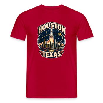 Texas Raketenkunst Houston Skyline - Männer T-Shirt - Rot - Vorne - AI Model Male 178 dark (178cm)