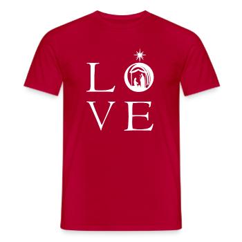 Love Christmas 2- L’écriture d’amour avec la crèche Jésus - T-shirt homme - rouge - Devant - AI Model Male 178 dark (178cm)