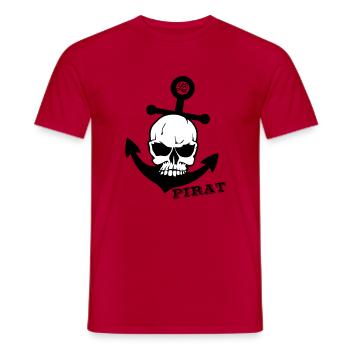 Pirate Skull Anchor - Men's T-Shirt - red - Front - AI Model Male 178 dark (178cm)