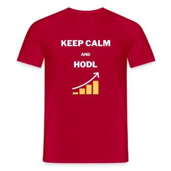 KEEP CALM HODL - Männer T-Shirt - Rot - Vorne - AI Model Male 178 dark (178cm)
