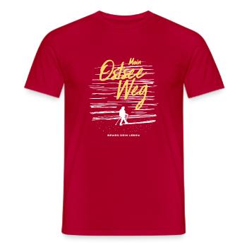 Ostseeweg T-Shirt 2023 white - Männer T-Shirt - Rot - Vorne - AI Model Male 178 dark (178cm)
