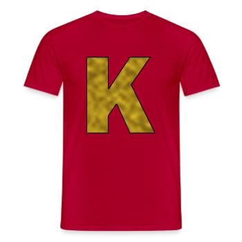 Buchstabe K Gold - Männer T-Shirt - Rot - Vorne - AI Model Male 178 dark (178cm)