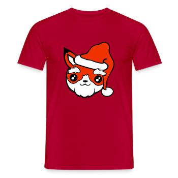 Fuchs Weihnachtsmann Weihnachten Mütze Nikolaus - Männer T-Shirt - Rot - Vorne - AI Model Male 178 dark (178cm)