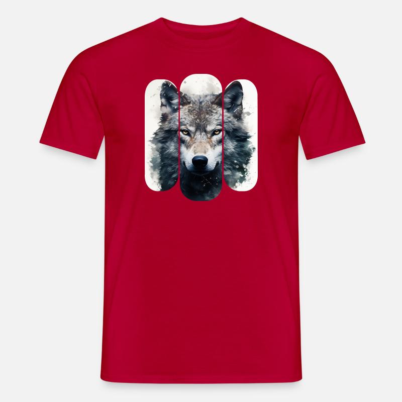 Wolf im Schnee Stammesdesign - Männer T-Shirt - Rot