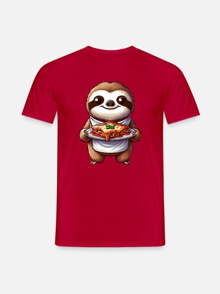 Süße Faultier Lasagne Cartoon Italienisch Essen - Männer T-Shirt - Rot