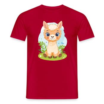 Cuddly alpaca in the sunshine - Men's T-Shirt - red - Front - AI Model Male 178 dark (178cm)