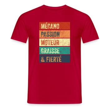 Mécano Passion Moteur - T-shirt homme - rouge - Devant - AI Model Male 178 dark (178cm)