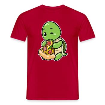 Tortue mignonne avec pizza : motif gastronomique drôle - T-shirt homme - rouge - Devant - AI Model Male 178 dark (178cm)