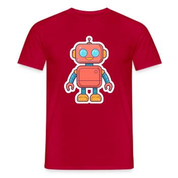 Cuddly Neon Robot - Men's T-Shirt - red - Front - AI Model Male 178 dark (178cm)