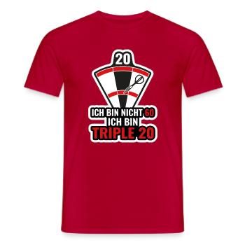 Darts Shirt - Ich bin nicht 60 - Triple 20 - Männer T-Shirt - Rot - Vorne - AI Model Male 178 dark (178cm)