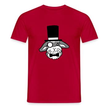 Mr. Bunny Gentleman Chapeau haut de forme Monocle Lunettes - T-shirt homme - rouge - Devant - AI Model Male 178 dark (178cm)