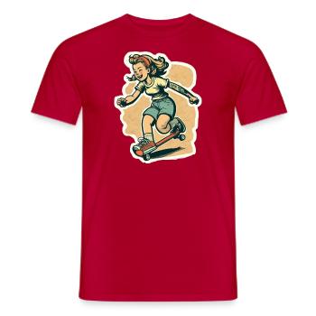 Skater-Mädchen - Männer T-Shirt - Rot - Vorne - AI Model Male 178 dark (178cm)