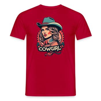 Western woman - Männer T-Shirt - Rot - Vorne - AI Model Male 178 dark (178cm)