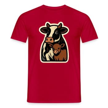 Kuh und Kalb – Retro Liebe auf dem Land - Männer T-Shirt - Rot - Vorne - AI Model Male 178 dark (178cm)