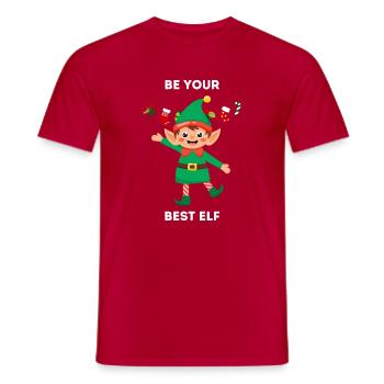 Be Your Best Elf – Cute Christmas Pun - Men's T-Shirt - red - Front - AI Model Male 178 dark (178cm)